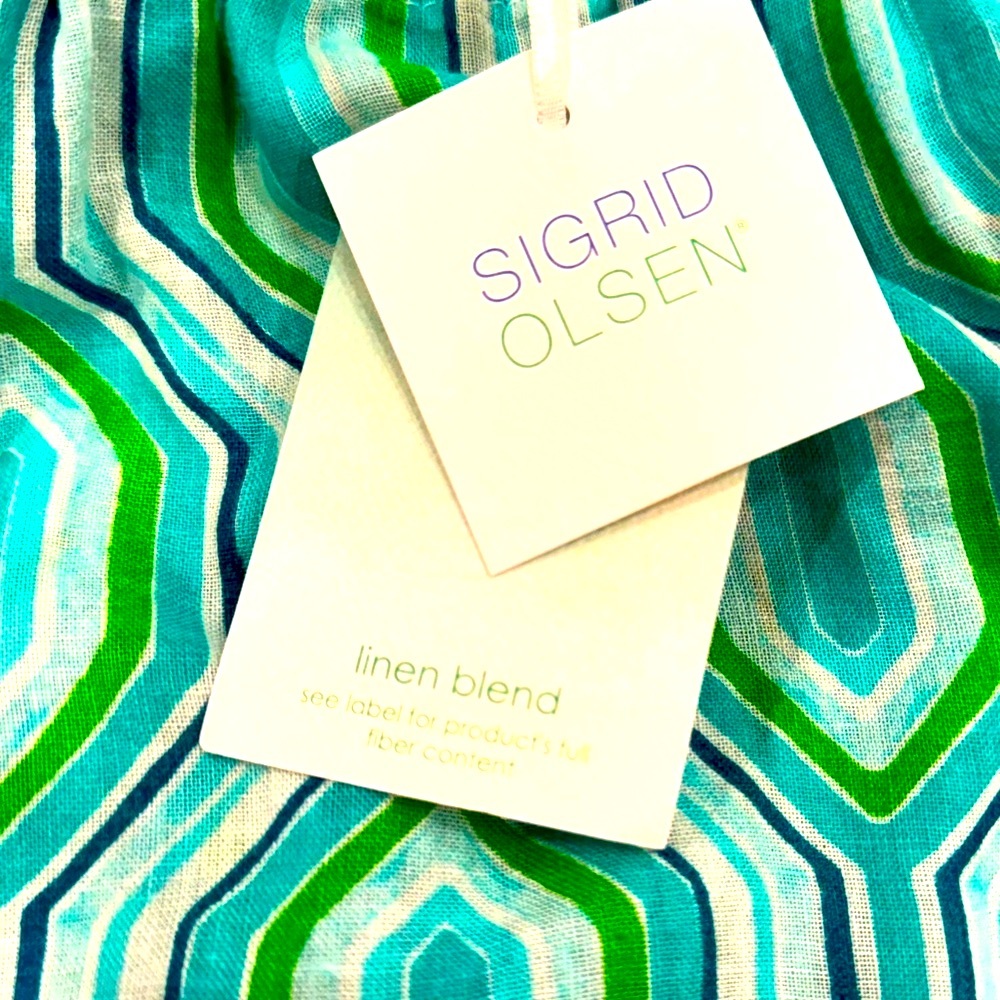 SIGRID OLSEN Halter Dress Coverup  Linen Blend Cute Shell Ties Pockets Small - Picture 7 of 8